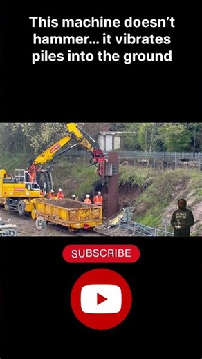 The Vibro Hammer both vibrates the piles into the ground while hammering from the top.