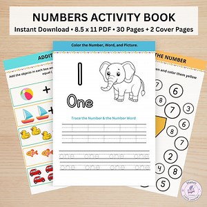 Numbers Activity Book for Kids (1–10) - Etsy