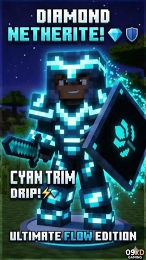 Ice Cold Diamond Netherite Reveal! 💎🛡️ | Cleanest Cyan Armor Combination? ⚡💎 #09xDGaming