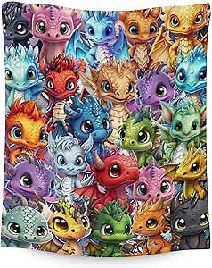Dragon Blanket Gifts - 30x40 Inches Funny Throw Blanket for Babies, Kids, Boys & Girls - Colorful Soft Fuzzy Blankets for Couch, Sofa & Bed