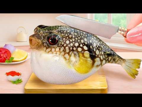 67+ Japanese Cooking Idea - Delicious Miniature Puffer Fish for Seafood Lover | Mini Kitchen
