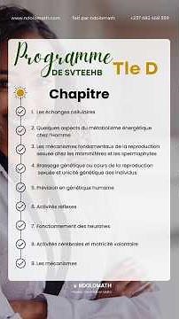 Programme de science SVT pour la Terminale D Tle D #school #ecole #science #SVT #programme