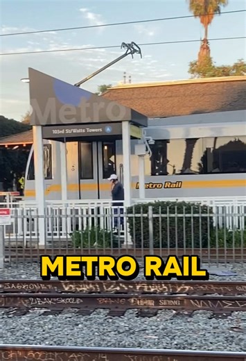 Metro Rail Blue Line leaving 103rd Street/Watts Tower Station in Los Angeles • #metro #metrorail #metrostation #blueline #gometro @LA Metro