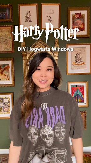 ✨DIY: Hogwarts Castle Windows✨ Join me on my latest DIY project in my Harry Potter Room: The Hogwarts Castle Windows! I transformed my boring windows with these window clings from Amazon 🪄 ✨I don’t have a view of the Scottish Highlands, so this was the perfect way to block out the modern houses and street view which was ruining the vibe of my room ✨This also was an ideal way to get more privacy! No more peeping toms! With such big windows, everyone on the street could look up and see what I was