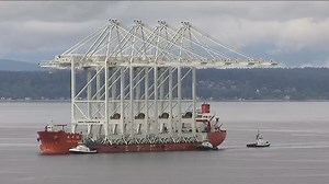 4 of the largest cranes on the West Coast arrive in Seattle