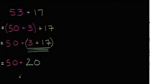 Soma de 53 17 por meio da formação de um grupo de 10