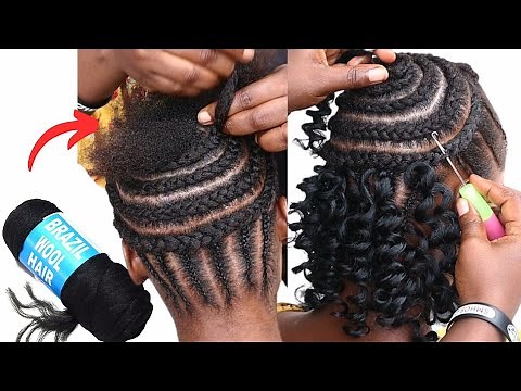 😱 Easiest Curly Crochet Braid Hairstyle Using Brazilian Wool Hair