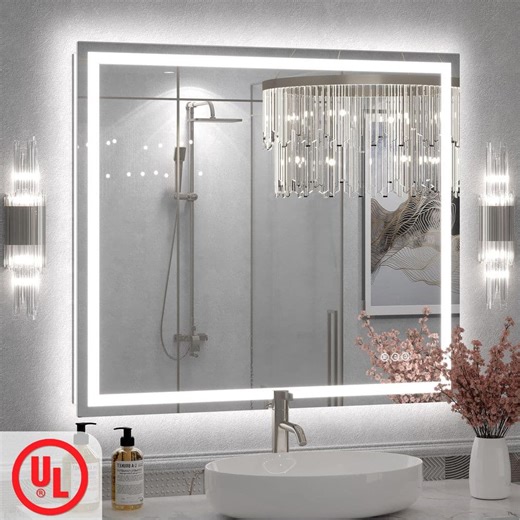 Reviews for Apmir 32 in. W x 36 in. H Rectangular Frameless Double LED Lights Anti-Fog Wall Bathroom Vanity Mirror in Tempered Glass | Pg 5 - The Home Depot