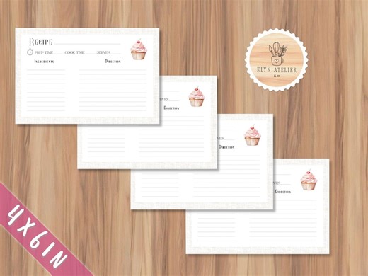 4x6 Printable Recipe Cards – Blank Recipe Card Template – Digital Download for Kitchen Organization - Etsy Canada