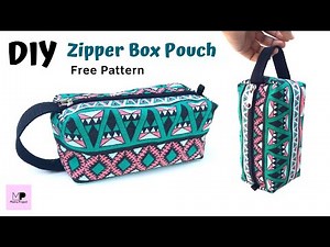 Zipper box pouch tutorial | Sew zipper box pouch | No raw edges | Free pattern
