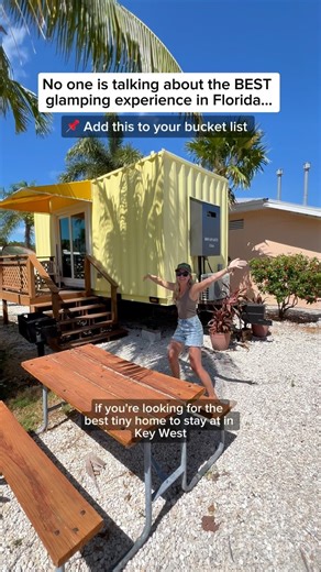SHARE THIS with the person you want to go glamping with in Key West🏝️ 📍 Boyd’s Key West Campground Location: 📌 BEST campground location in the Keys!! The campground is 15 minutes to downtown Key West and minutes from numerous restaurants on Stock Island. At the campground, you’ll also find an amazing pool, campground shop, docks, water views, a beach, daily activities, clean bathroom facilities and on site laundry 🧺 Tiny Home Experience: 🏡 Boyd’s has the CUTEST shipping container tiny homes