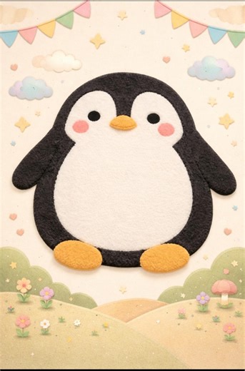 Penguin Rug | Soft Cartoon Animal Carpet, Nursery Decor. BY PLANE RUGS - Etsy
