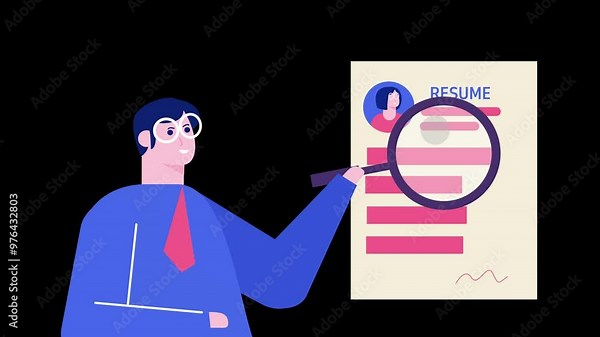 2D animation of the employee recruitment process by human resources officers