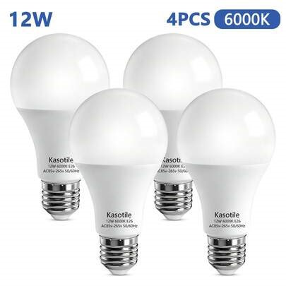 Kasotile A21 LED Light Bulb 12W, E26/E27 Medium Base (100W Equivalent), 6000K Cool White / 4000K Natural White / 3000K Warm White, CRI 85+, Flicker-Free, Lighting - Ideal For Home Renovation, Rental Properties, Bedrooms, And Kitchens | SHEIN