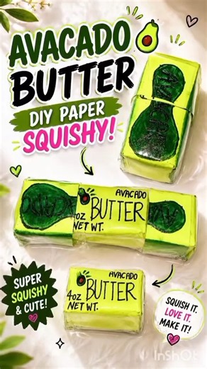 DIY TINY Butter SQUISHY INSIDE Avocado! 🥑🧈👀|#themoonmadecrafts #diy #craft #squishy #diysquishy