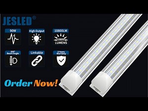 Cool！JESLED LED Shop Light T8 Linkable 8 Foot LED Tube Lights for Garage, Warehouse, Plug and Play