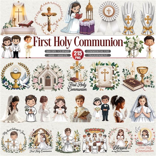 First Holy Communion Clipart Bundle PNG Religious Ceremony - Etsy Ireland