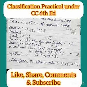 Classification Practical under CC 6th Ed