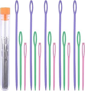 Jdesun 30 Pieces Large Eye Blunt Needles,Steel Darning Yarn Needles and Plastic Sewing Needles for Knitting Crochet Projects