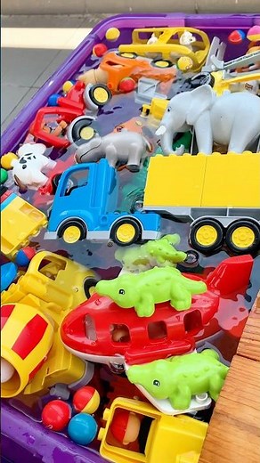 Many Lego Duplo Vehicles Slide and Jump Into The Pool