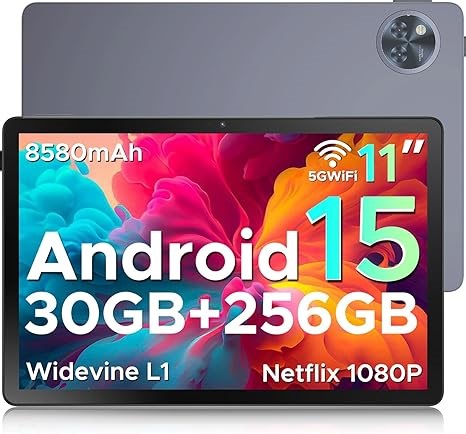 DOOGEE U11 Pro Android 16 Tablet 11 Zoll, 30GB RAM+256GB ROM (2TB TF) 8580mAh,90-Hz-Display, Unisoc T7200 Octa Core Tablet PC, 13MP+5MP, 5G WiFi/Widevine L1/ GPS/Face ID/OTG [Grau]