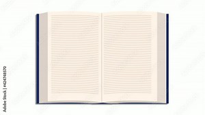 animated realistic open book with turning pages. Education at school and library, obtaining knowledge from literature. Looped video