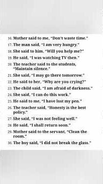 Narration change, direct indirect speech