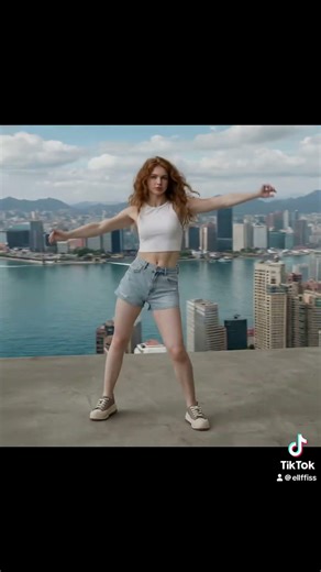 Readhead dancing in skyline (Hong Kong)