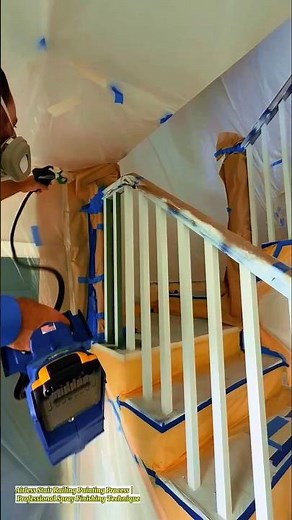 Airless Stair Railing Painting Process | Professional Spray Finishing Technique