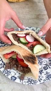 Middle Eastern ground beef pita sandwiches are a fun, tasty, and easy way to use up ground beef sitting in your fridge or freezer. https://themeddish.com/Ground-Beef-Pitas | The Mediterranean Dish