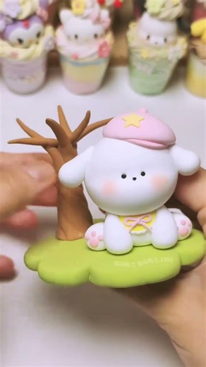 Clay Tutorial Spring Sakura Dog Repair Ultra-light Clay Ornament Handmade DIY Ultra-Light Clay C