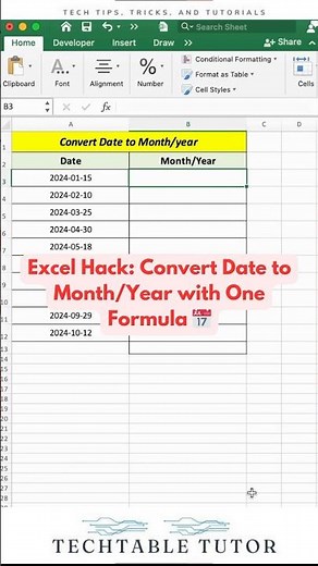 Excel Trick: Extract Month & Year with One Formula! 📆💡 #excel #excelshorts