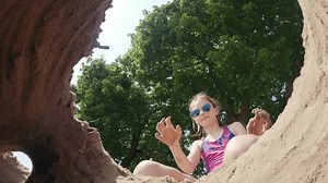 Girl Child Digging Hole Sand Beach Stock Footage Video (100% Royalty-free) 3443751955 | Shutterstock