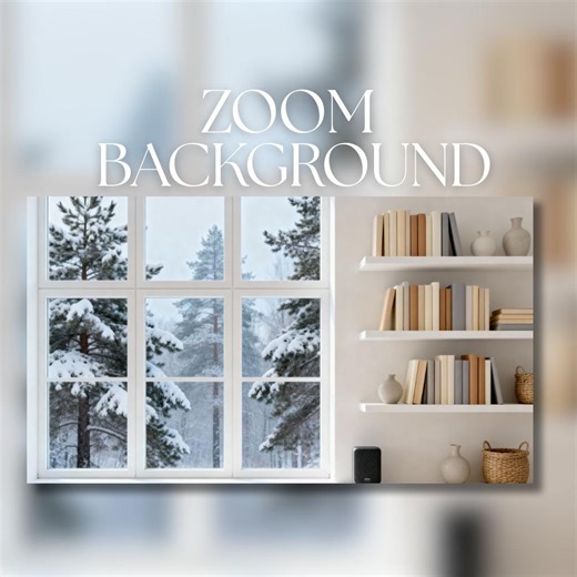 Zoom Background | Winter Forest Window With Minimal Shelving | Soft Neutral Home Office Backdrop | Image Download | ZB25 - Etsy UK