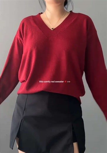 Cozy V-Neck Red Sweater for All Seasons