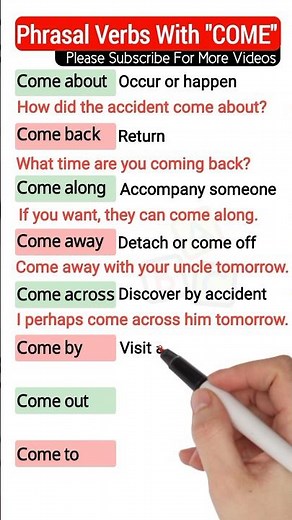 phrasal verbs with come | common phrasal verbs #phrasalverbs