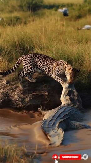 Leopard vs Crocodile: Epic Riverbank Battle in the Wild