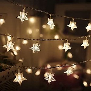 Twinkle Star 2 Pack 100 LED Star String Lights, Plug in Fairy String Lights Waterproof, Extendable for Indoor, Outdoor, Wedding Party, Christmas Tree, New Year, Garden Decoration, Warm White