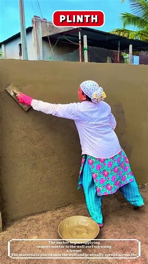 WALL PLASTERING: See How Cement Mortar Is Applied and Smoothed on a Wall! #shorts
