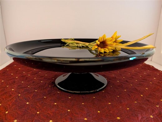 Black Amethyst Glass Cake Platter Stand - Etsy