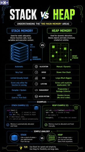 Heap vs Stack The Memory Secret Every Programmer Must Know 🤯 | Why Stack is Faster than Heap? ⚡Learn