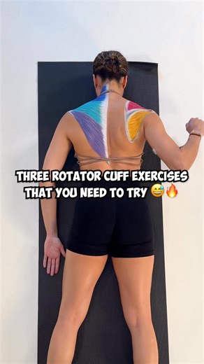 Did you know that the rotator cuff is actually a group of four muscles that come together as tendons to form a covering around the head of the humerus? The rotator cuff attaches the humerus to the shoulder blade and helps to lift and rotate your arm. 💪Are you struggling with rotator cuff issues? 😅Here are 3 prone exercises that you might find beneficial! 👀Exercise #1, Straight Arm Pulldowns: Reach your right arm up overhead with your palm facing down, and draw your elbow down to your side, th