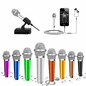 Mini Microphone,Tiny Microphone,Phone, Asmr,Mini Karaoke,forVoiceRecording Chatting and Singing on iPhone,Android,PC(Silver)