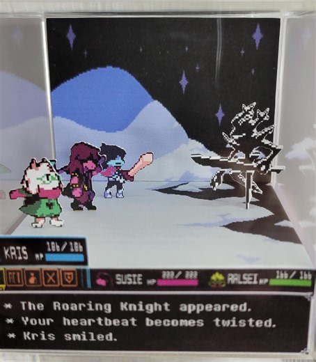 Deltarune: the Roaring Knight! Diorama | Video Game Pixel Art Decoration | Gift for Gamers | Fanmade Papercraft 3D Shadowbox Cube Display - Etsy