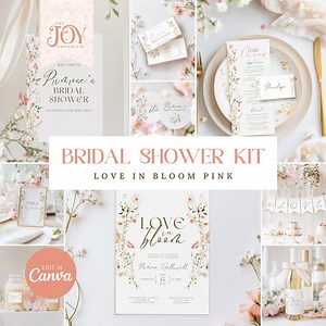 Wildflower Bridal Shower Invitation Bundle: Editable Floral Decor (digital Download) - Etsy