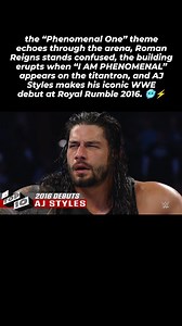 2.4K views · 3.5K reactions | AJ Styles made his historic WWE debut at Royal Rumble 2016, stepping into the arena to a thunderous ovation the moment “I AM PHENOMENAL” flashed across the screen — a debut still talked about nearly a decade later. 奈 #ajstyles #wwe #royalrumble #2016 #romanreigns | The Kickout Zone | Facebook