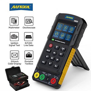 AUTOOL LCD Automotive Digital Multimeter Kit, Car Oscilloscope, AC/DC Voltage Test, Ohmmeter,Circuit /Injector /Cranking /Relay /Analog Signal /lgnition Signal /K/CAN Line Test for All Cars