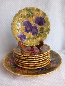 Sarreguemines Majolica Slipware Dessert Service With Fruit Decoration, Early 20th Century - 8 Plates   Platter - Etsy Canada