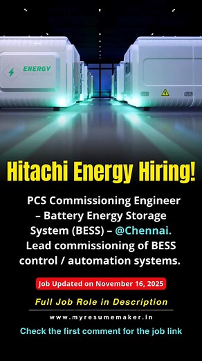 “Hitachi — PCS Commissioning Engineer | Chennai | BESS Systems”...