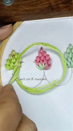 Portuguese stitches for flower embroidery 🪡#handembroidery